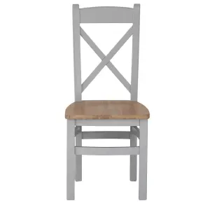 Cross Back Dining Chair with Wooden Seat - L43 x W50 x H97 cm - Grey