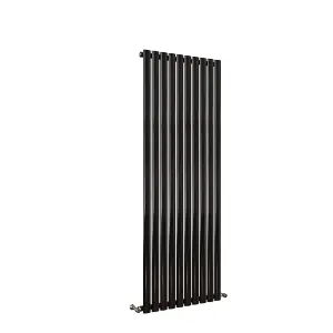 Vertical Black Single Oval Panel Radiator (H)1600mm x (W)590mm, 5670 BTU.