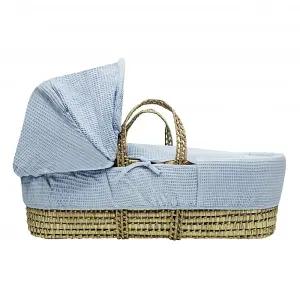 Kinder Valley Blue Waffle Baby Moses Basket Bedding Set for Newborn Baby boy