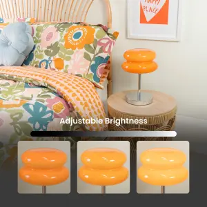 ValueLights Travis Orange Rechargeable Table Lamp with Macaron Lampshade