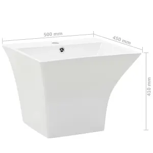 Berkfield Wall-mounted Basin Ceramic White 500x450x410 mm