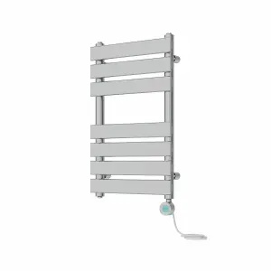 Rinse Bathrooms 650x400mm Chrome Designer Flat Panel Electric Heated Towel Rail Thermostatic Timer Bathroom Towel Radiator 400W