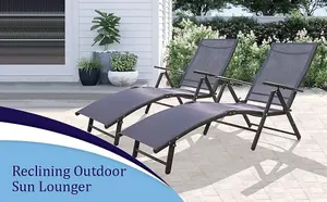 2x Reclining Sun Loungers Garden Furniture