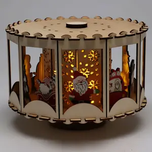 URBNLIVING 20cm Width 6 LED Christmas Lamp Carousel Spinning Festive Scene Santa Decor Ornament