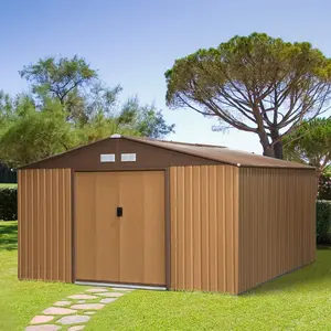 11 ft. W x 13 ft. D Metal Garden Shed Brown