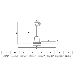 Luminosa Indus Large Ceiling Fan Without Light White