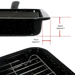 SPARES2GO XXL Extra Large UNIVERSAL Oven Cooker Grill Pan Tray Double Handle 440mm x 370mm