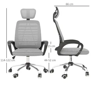 Vinsetto Mesh Office Chair, Computer Chair with Rotatable Headrest, Grey