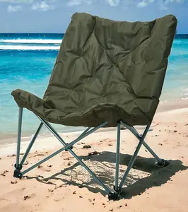 URBNLIVING 90cm Height Padded Portable Lightweight Folding Oversized Camping Chair & Bag Shoulder Strap Green