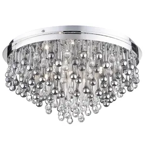 Litecraft Teardrop Chrome 5 Lamp Crytal Effect Flush Ceiling Light