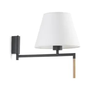 Luminosa Ron Wall Light with Shade Grey, E27