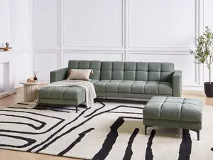 Right-Hand Corner Sofa with Ottoman ALNES Dark Green Right Hand