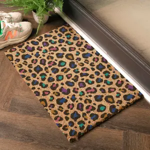 Multi Colour Leopard Print Doormat (60 x 40cm)