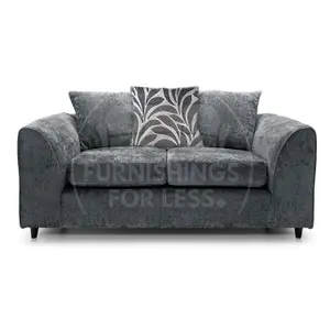 Zina Grey Chenille Fabric 2 Seater Sofa Scatter Back