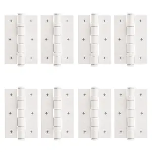 AFIT White Door Hinges - 3 Inch / 76mm  Internal Fire Door Hinges - 4 Pairs