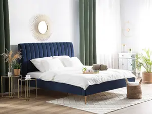 Velvet EU King Size Bed Blue MARVILLE