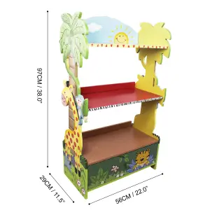 Fantasy Fields by Teamson Kids  Large Sunny Safari Kids Bookshelf Bookcase Toy Organiser Storage With Drawers W-8268A