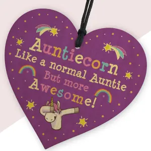 Red Ocean Novelty Auntie Gift From Niece Nephew Funny Wood Heart Auntie Birthday Gifts