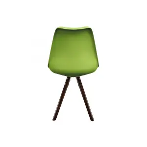 Soho Green Plastic Dining Chair with Pyramid Dark Wood Legs