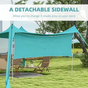 Outsunny Beach Tent Shelter with A Detachable Sidewall, 3 x 3(m), Sky Blue