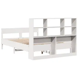 Berkfield Bookcase Bed without Mattress White 150x200 cm King Size Solid Wood Pine