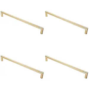 4 PACK - Knurled Mitred Door Pull Handle 470 x 20mm 450mm Fixing Centres Satin Brass PVD