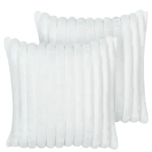 Set of 2 Cushions RAKYA Faux Fur 45 x 45 cm Solid Tufted White