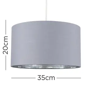 ValueLights Reni Grey and Chrome Large Ceiling Pendant Light Shade