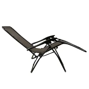 Charles Bentley Odyssey Folding Reclining Garden Chair Camping Lounger Grey