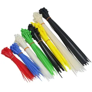 500pc Zip Cable Tie set of Various Sizes / Plastic Nylon Colours