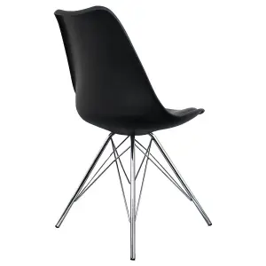 Soho Black Plastic Dining Chair with Chrome Metal Legs