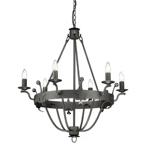 Elstead Windsor 6 Light Chandelier Graphite Finish, E14