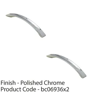 2 PACK - Concaved Kitchen Pull Handle Polished Chrome 160mm Centres Shaker Cabinet Drawer