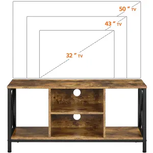 Yaheetech Rustic Brown 106 cm Wide TV Stand with Storage Shelves and Cable Management