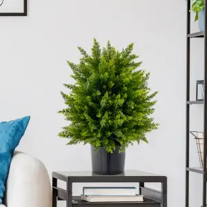 Costway Set of 2 50cm Artificial Cedar Topiary Ball Tree Faux Shrub Brush Potted Tree