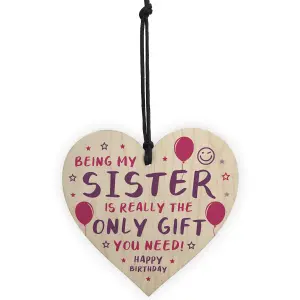 Red Ocean Funny Sister Birthday Gifts From Brother Novelty Wooden Heart Gift For Sister