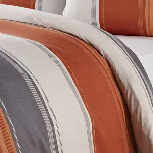 Polyester Striped Duvet Cover Set with Pillowcases Spice / Single Duvet Cover