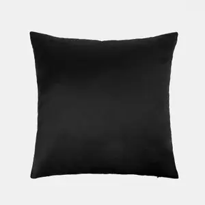 Sienna 2 x Matte Velvet Filled Cushion Covers Soft Zip, Black - 45 x 45cm