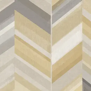 Grandeco Grey & yellow Chevron Matt Mural