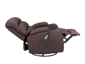 WestWood Leather Massage Recliner Chair Sofa Rocking Swivel Armchair Remote Control Brown