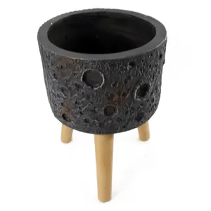 Moon Black Planter with Stand Extra Large