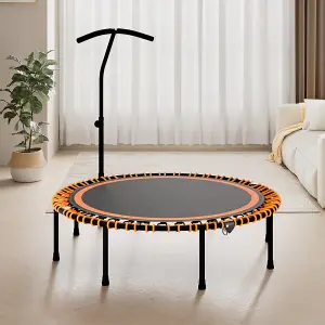 48in Bungee Cords Foldable Round Trampoline with Adjustable T-Handle Bar in Orange