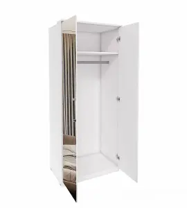 Optima 58 Hinged Wardrobe in White - Elegance and Function with Mirrored Front - W900mm x H2170mm x D630mm