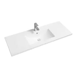 5001 Ceramic 120cm x 45cm Mid-Edge Inset Basin with Scooped Bowl