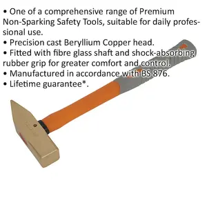 1.1lb Non-Sparking Cross Pein Engineers Hammer with Fiberglass Shaft and Shock-Absorbing Grip