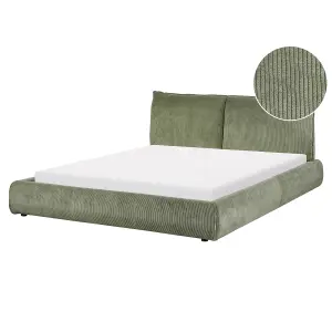 Corduroy EU King Size Bed Green VINAY