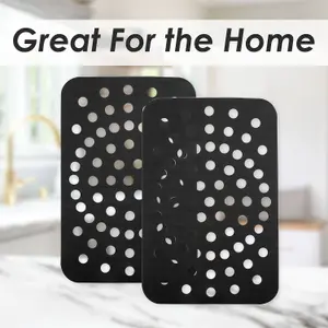 Air Fryer Liner Rectangle 2 Pack Reusable Non Stick PTFE Liners Black