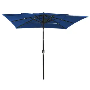 Berkfield 3-Tier Parasol with Aluminium Pole Azure Blue 2.5x2.5 m