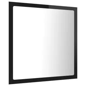 Berkfield LED Bathroom Mirror High Gloss Black 40x8.5x37 cm Engineered Wood