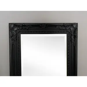 Sade Tall Solid Wood Framed Wall or Dressing Mirror Black